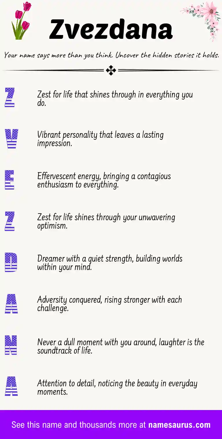 Acrostic poem about Zvezdana.