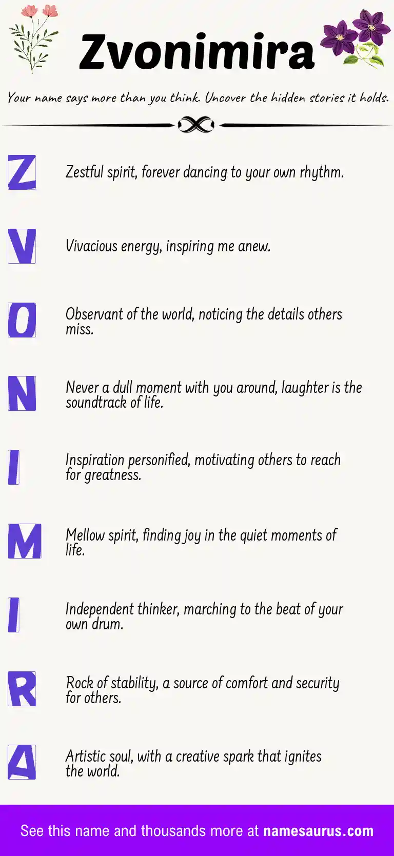 Acrostic poem about Zvonimira.
