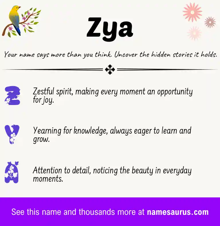 Acrostic poem about Zya.