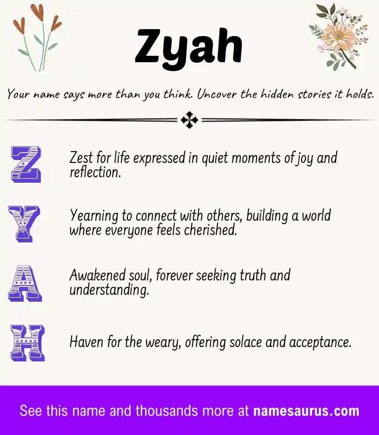 Acrostic poem about Zyah.