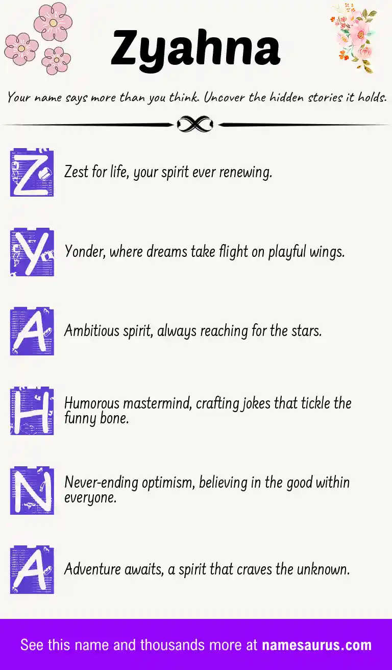 Acrostic poem about Zyahna.