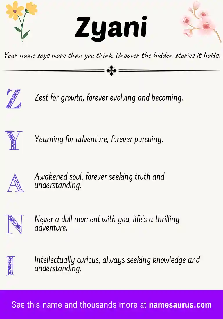 Acrostic poem about Zyani.