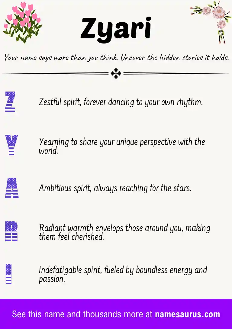 Acrostic poem about Zyari.