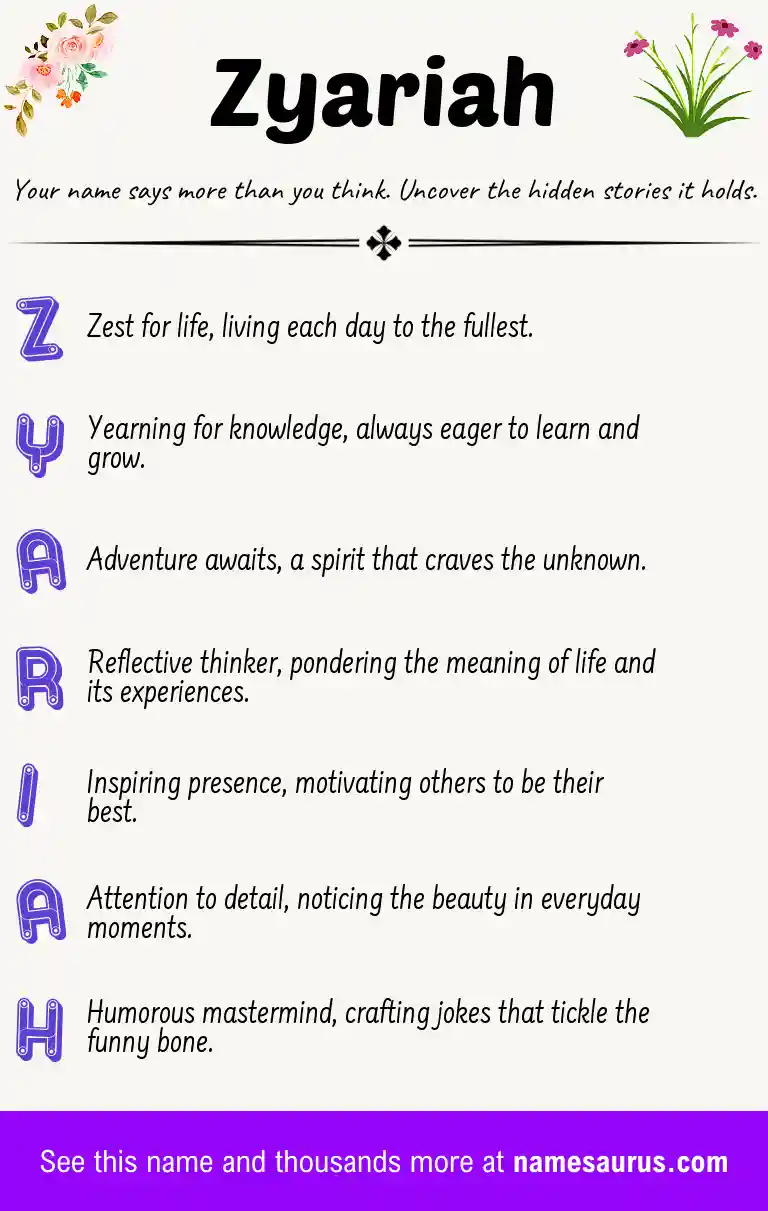 Acrostic poem about Zyariah.