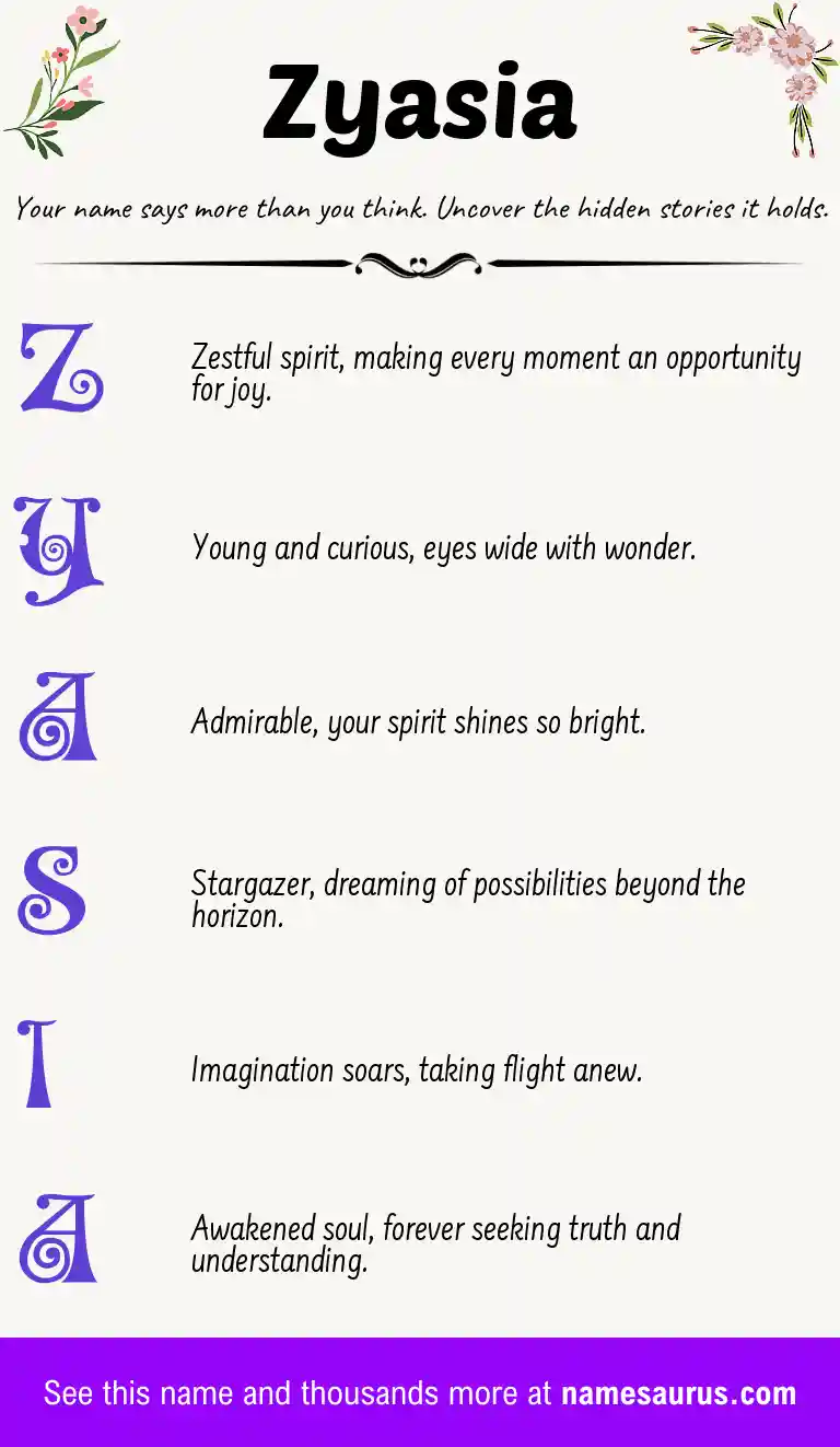 Acrostic poem about Zyasia.