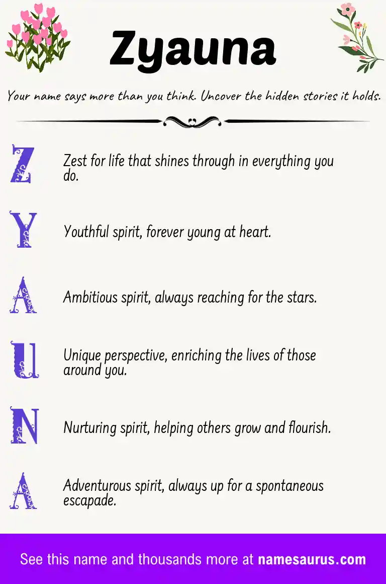 Acrostic poem about Zyauna.