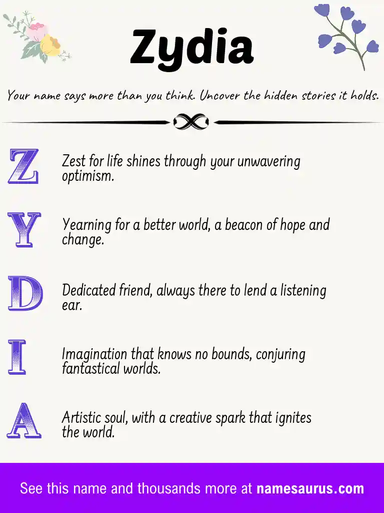 Acrostic poem about Zydia.