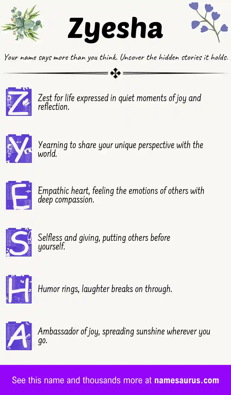 Acrostic poem about Zyesha.