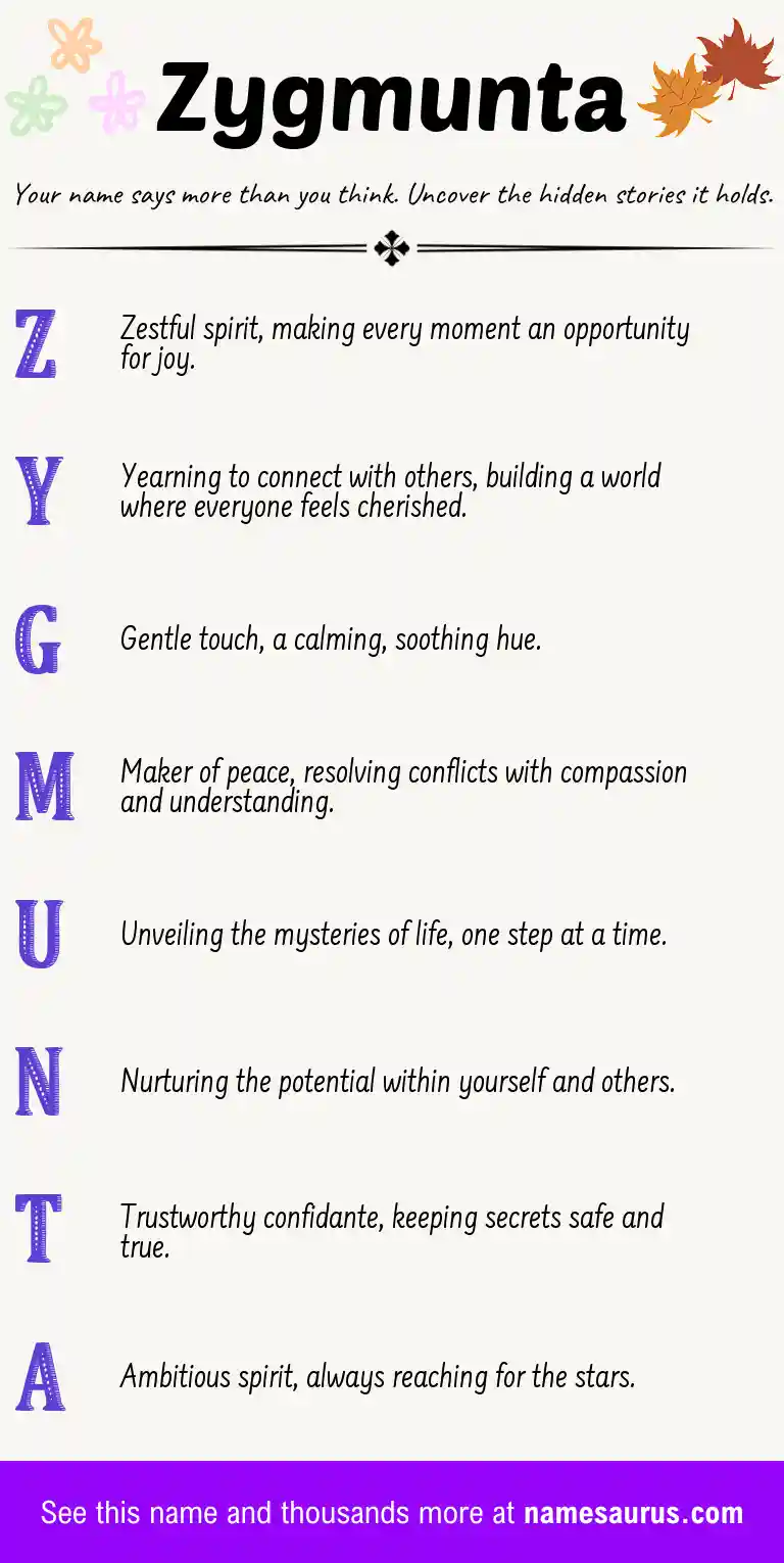Acrostic poem about Zygmunta.