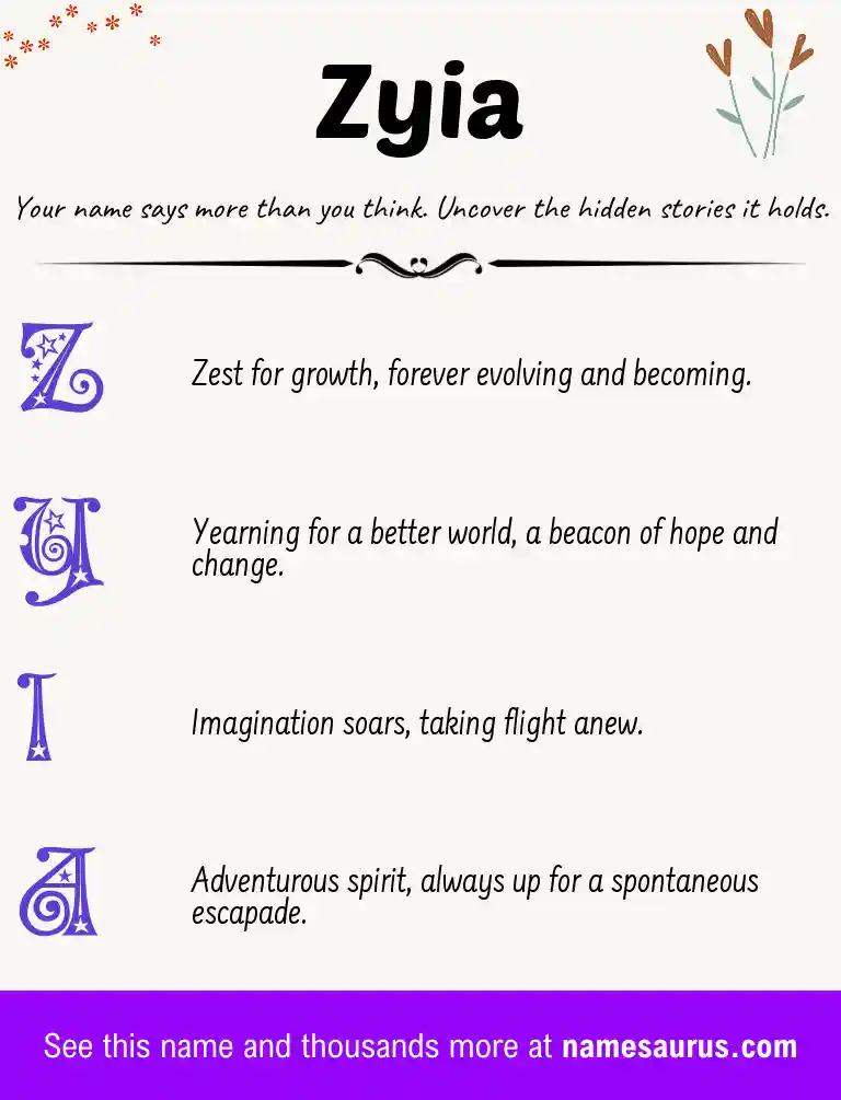 Acrostic poem about Zyia.