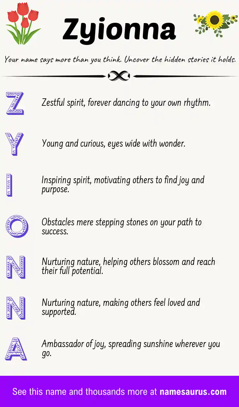 Acrostic poem about Zyionna.