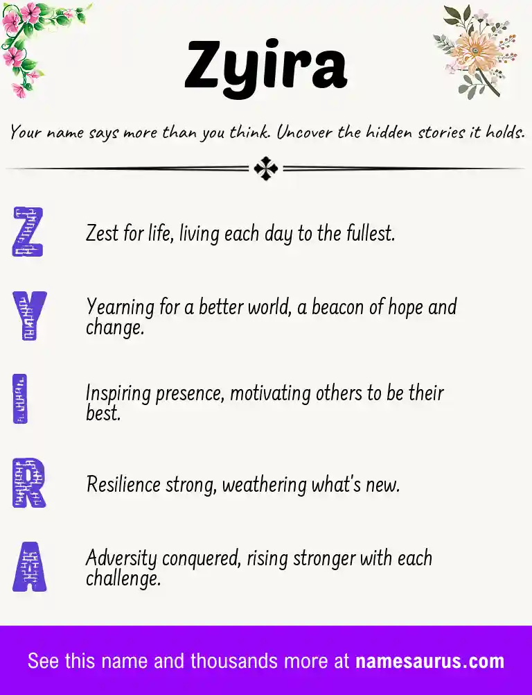 Acrostic poem about Zyira.
