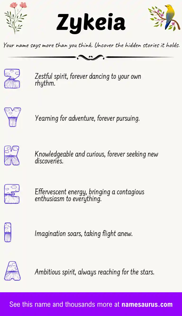 Acrostic poem about Zykeia.