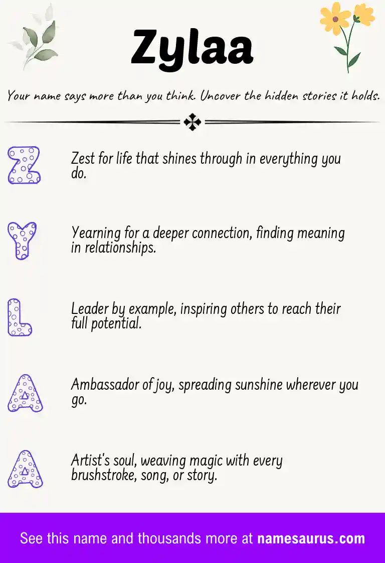 Acrostic poem about Zylaa.