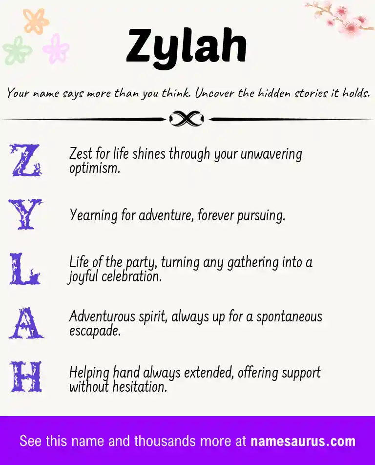Acrostic poem about Zylah.