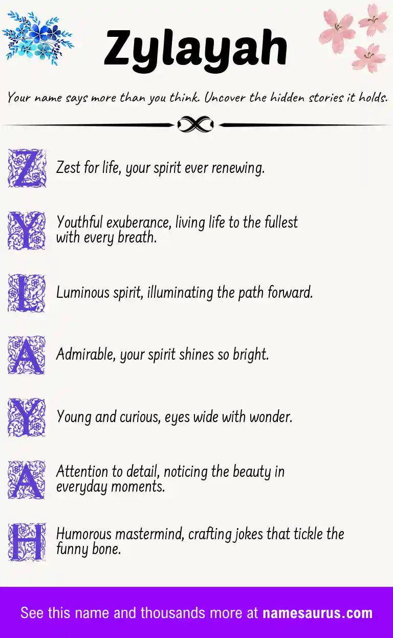 Acrostic poem about Zylayah.