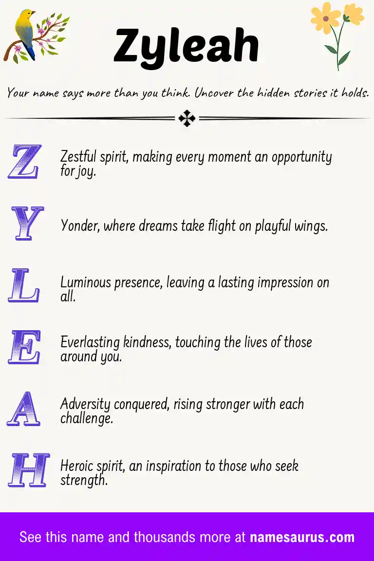 Acrostic poem about Zyleah.