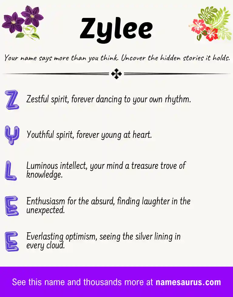 Acrostic poem about Zylee.