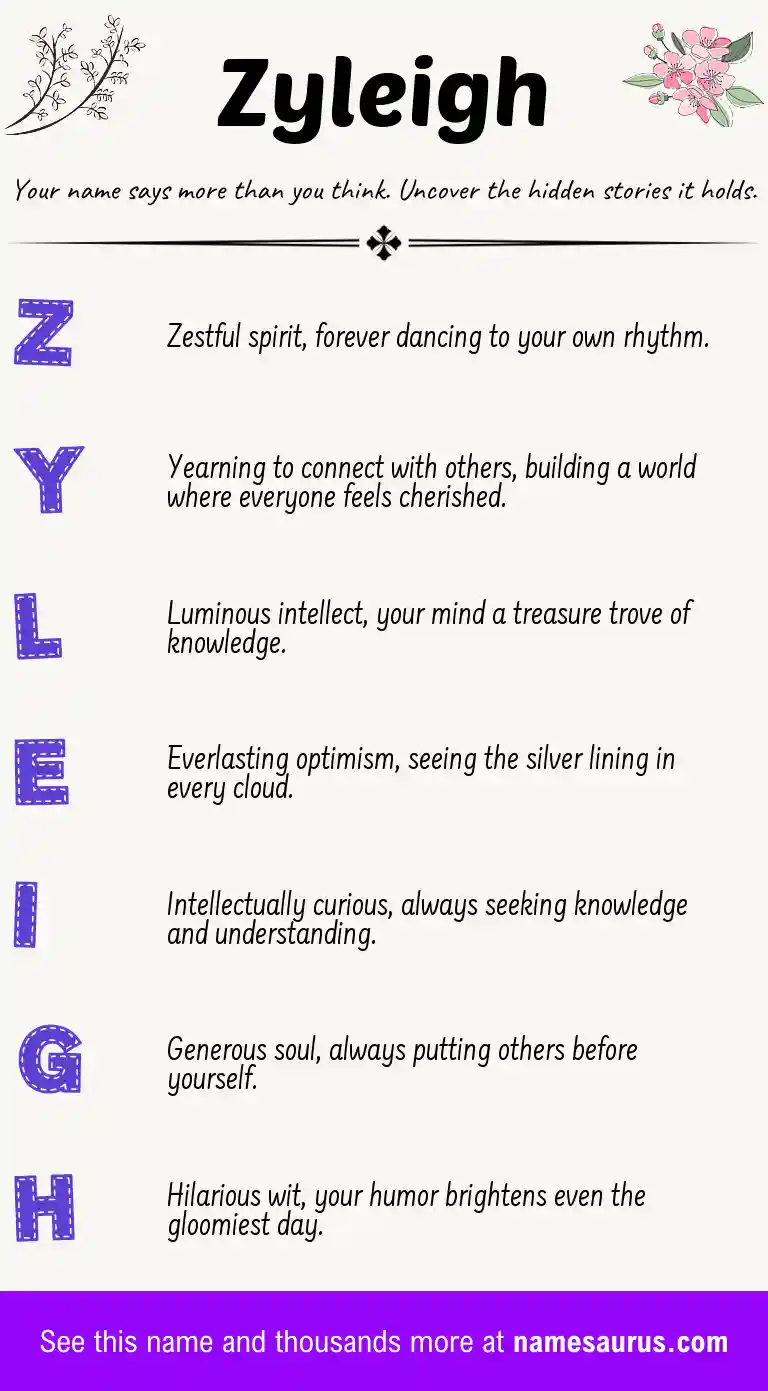 Acrostic poem about Zyleigh.