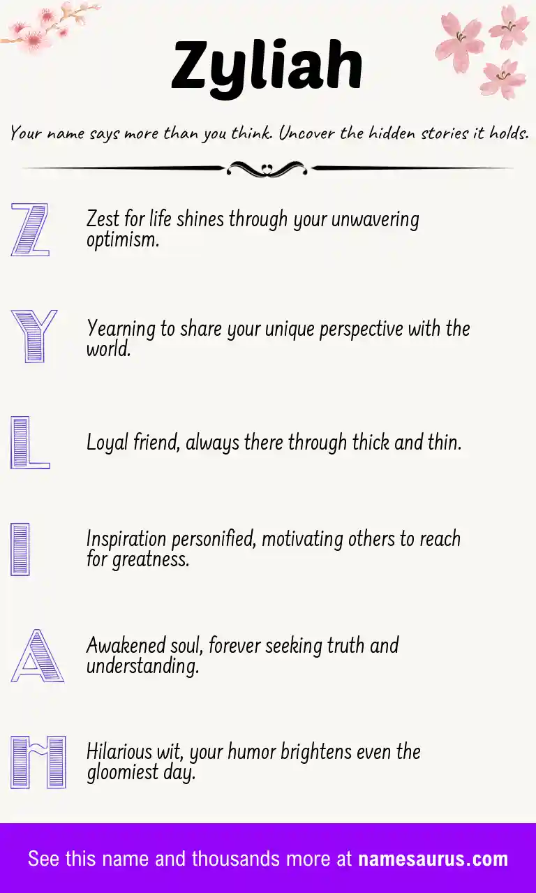 Acrostic poem about Zyliah.