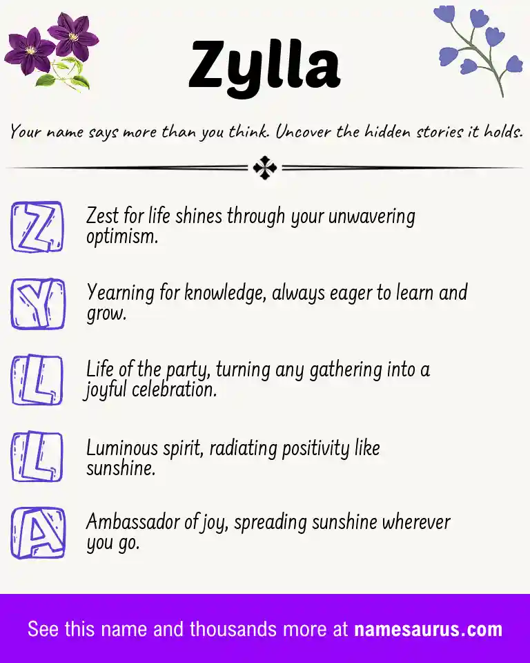Acrostic poem about Zylla.