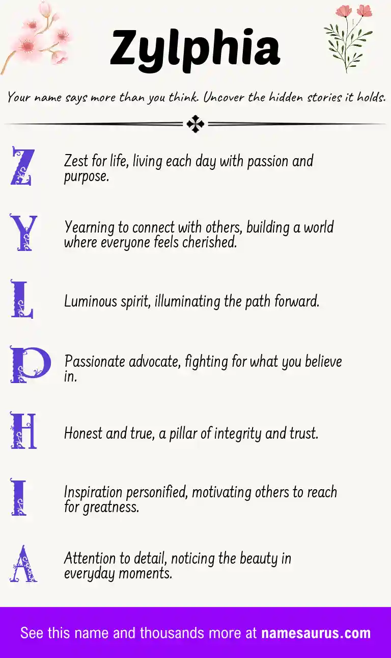 Acrostic poem about Zylphia.