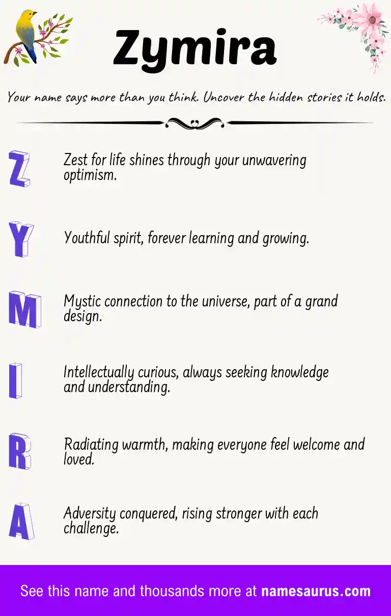 Acrostic poem about Zymira.