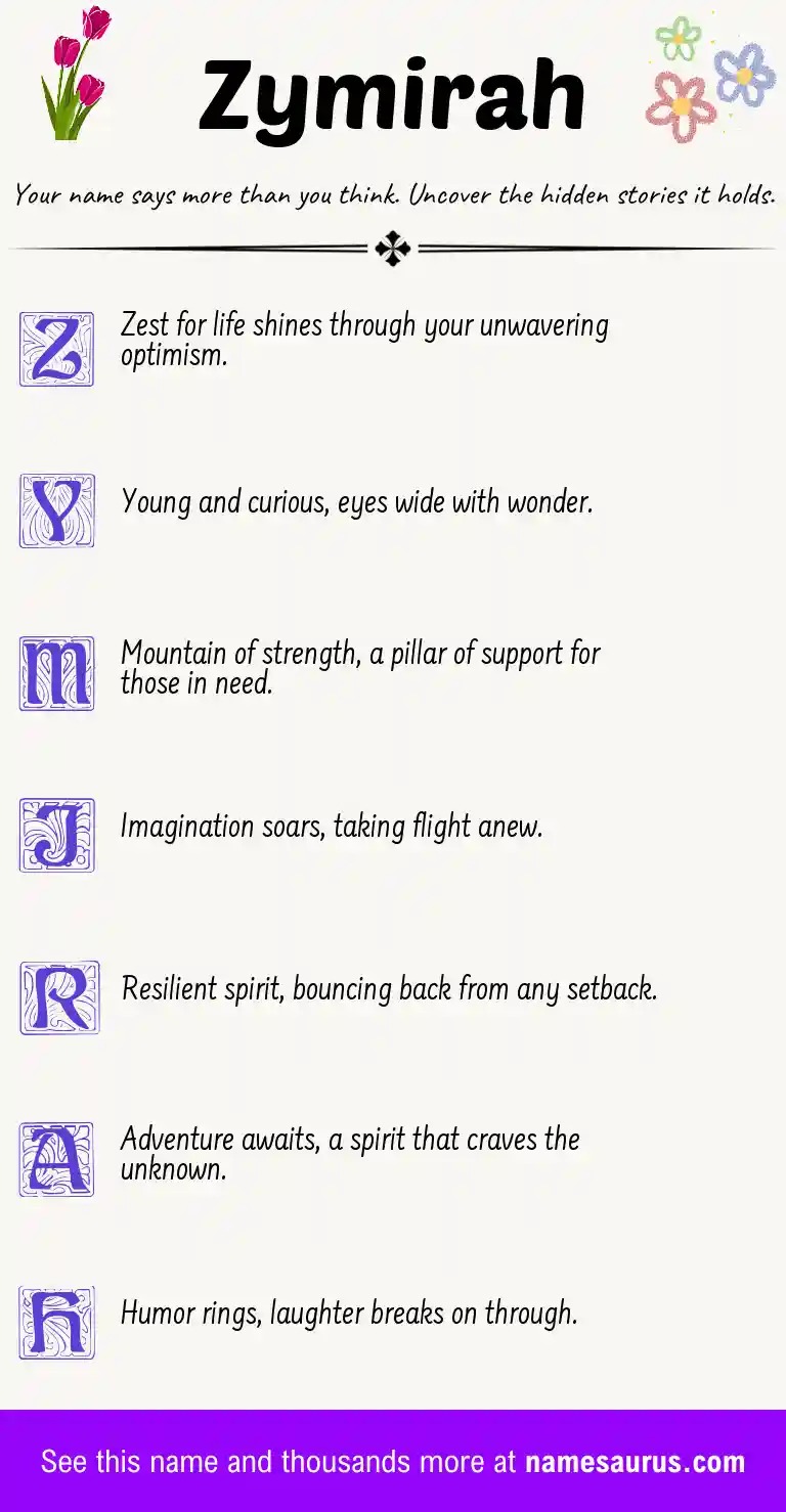 Acrostic poem about Zymirah.