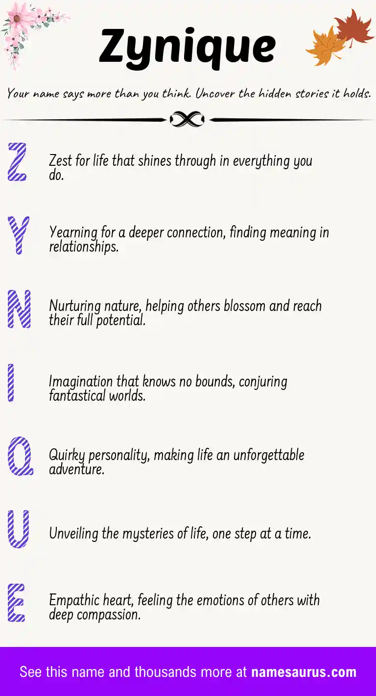 Acrostic poem about Zynique.
