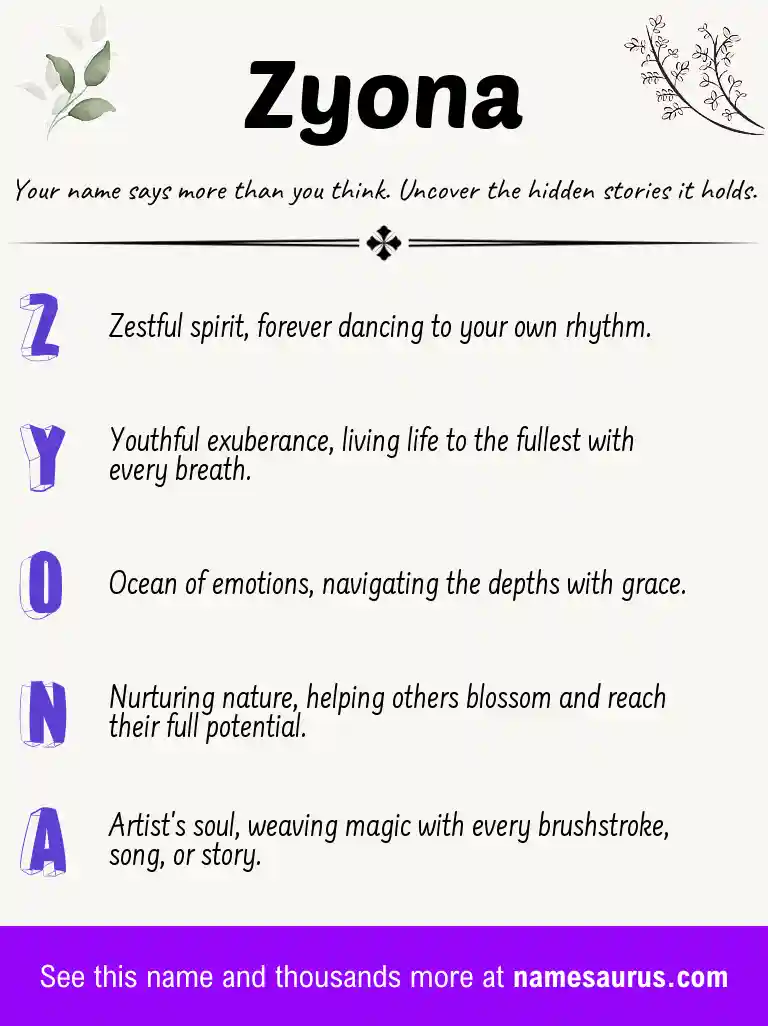 Acrostic poem about Zyona.
