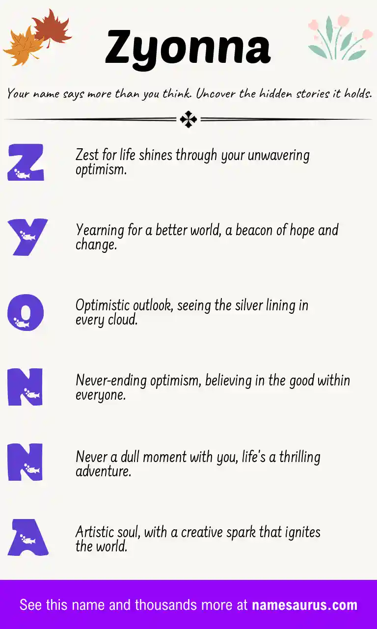 Acrostic poem about Zyonna.