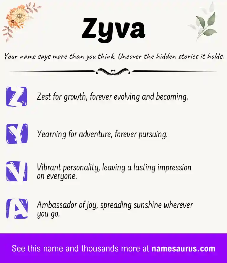 Acrostic poem about Zyva.