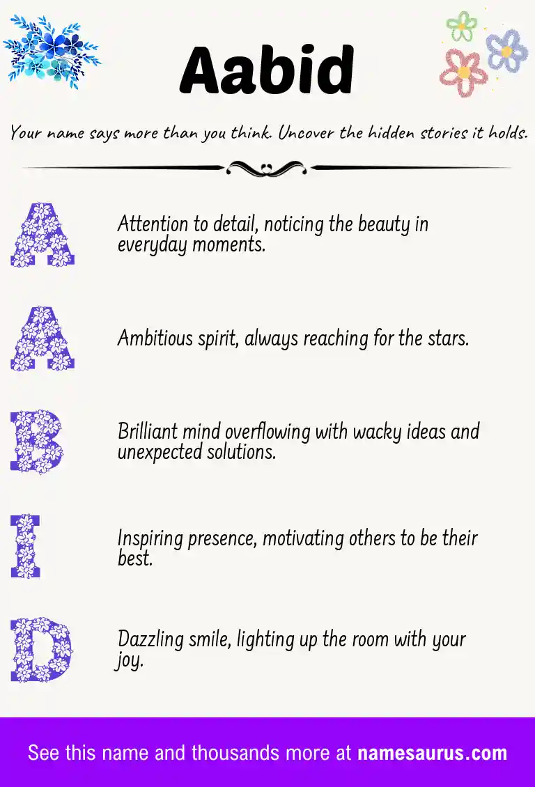 Acrostic poem about Aabid.