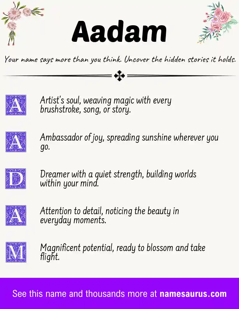 Acrostic poem about Aadam.