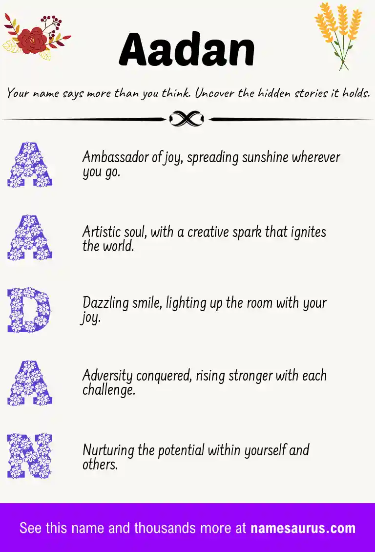 Acrostic poem about Aadan.