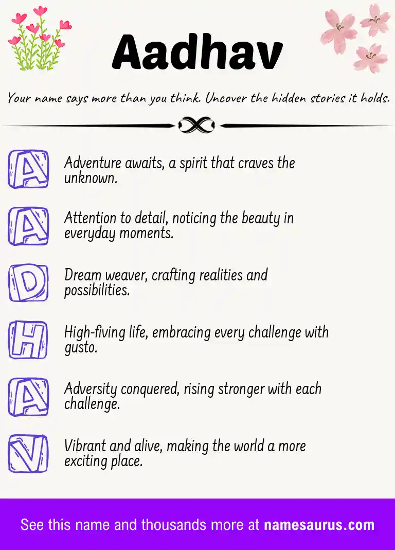Acrostic poem about Aadhav.