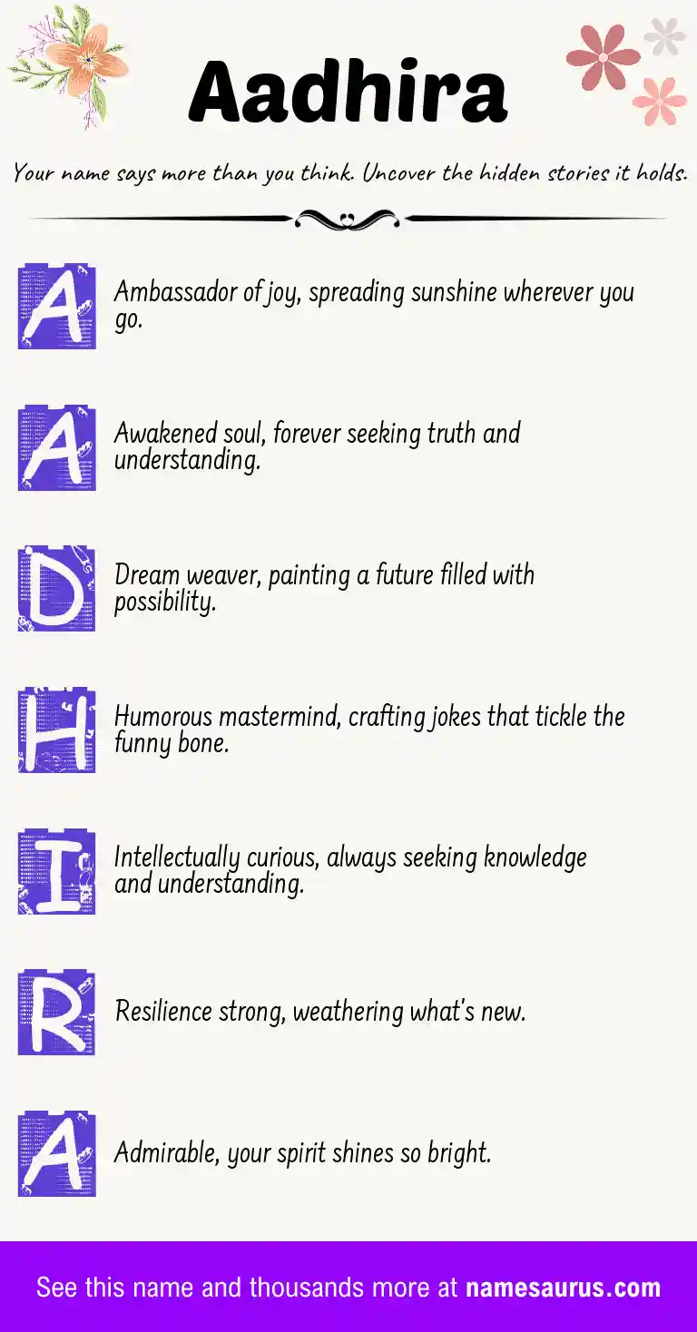 Acrostic poem about Aadhira.