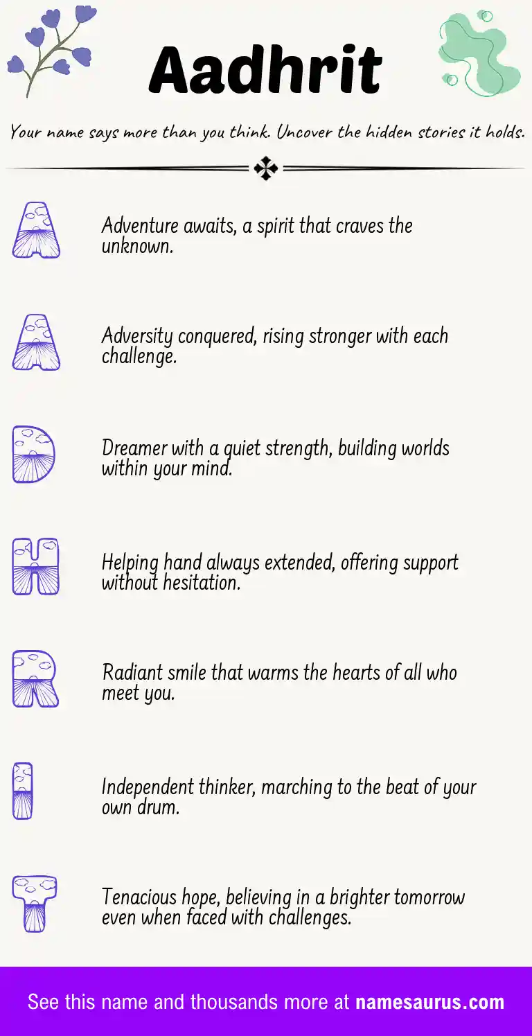 Acrostic poem about Aadhrit.