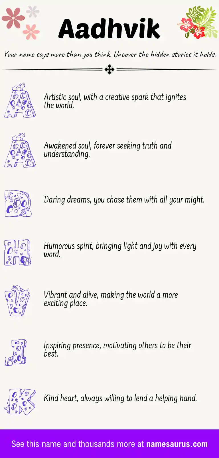 Acrostic poem about Aadhvik.
