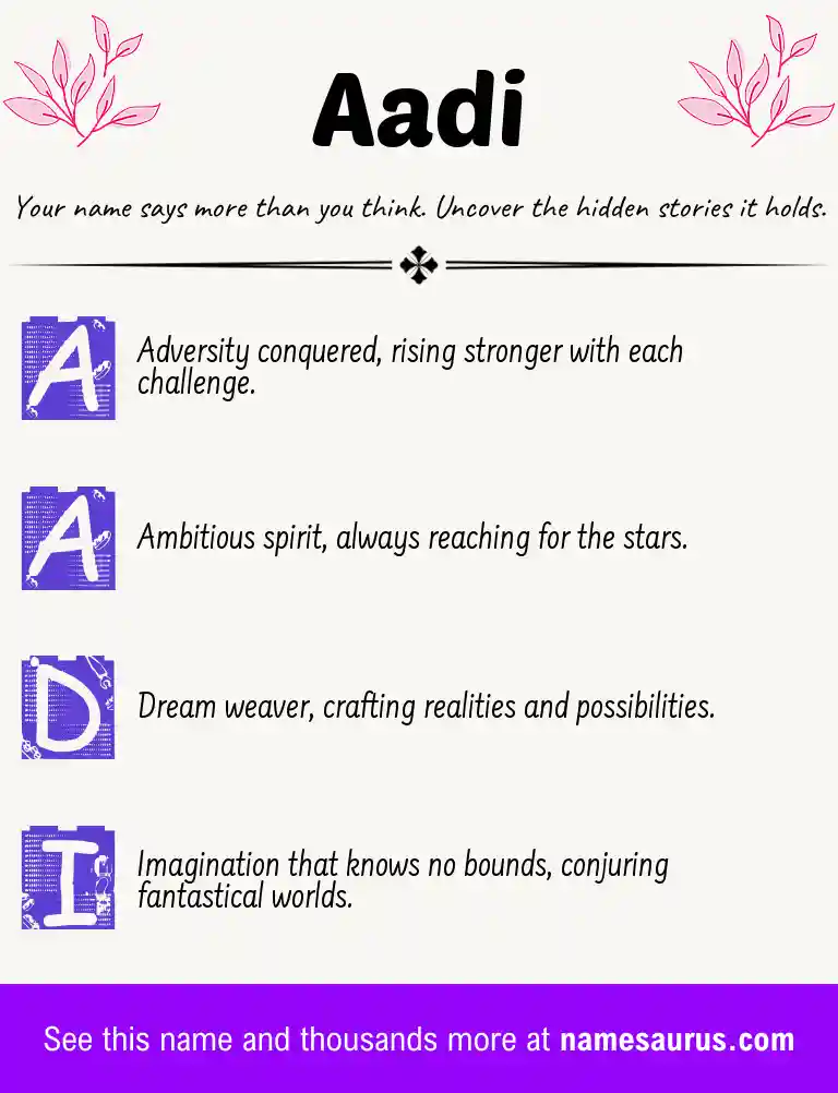 Acrostic poem about Aadi.