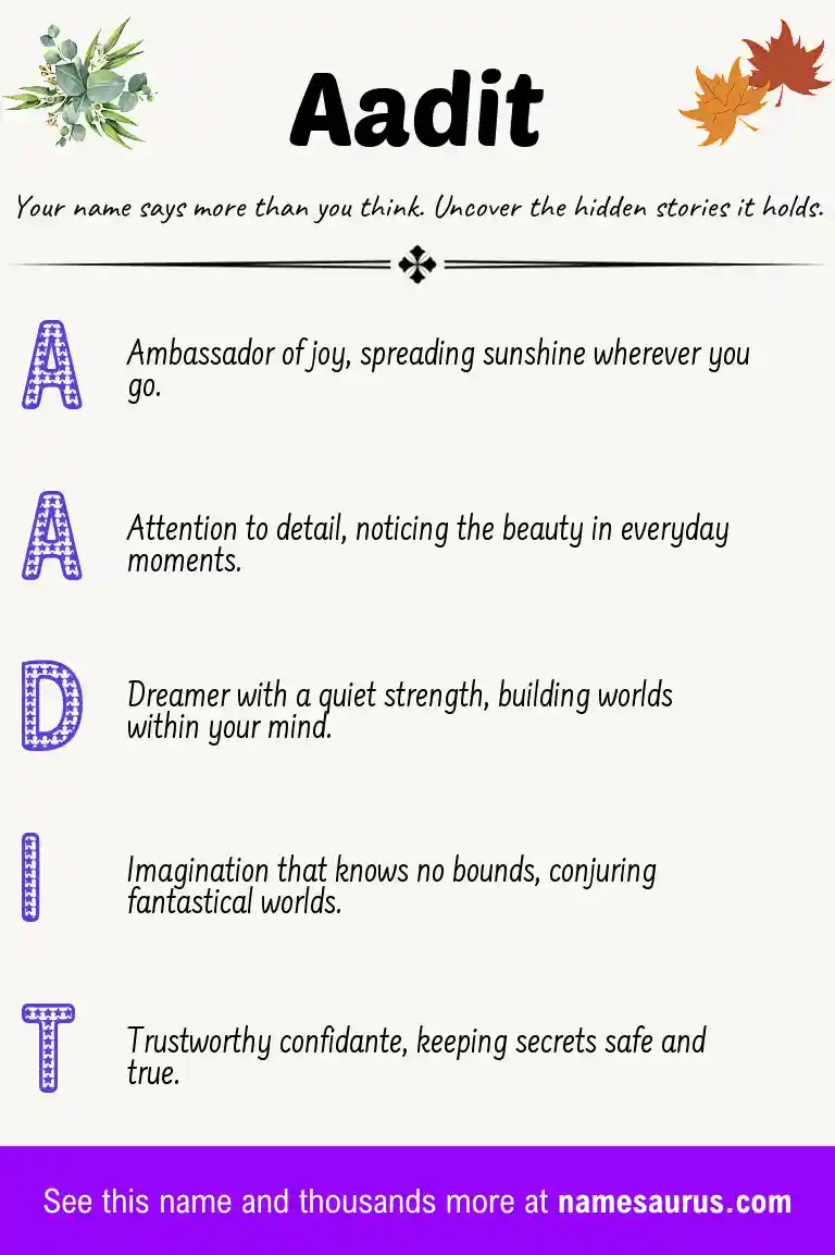 Acrostic poem about Aadit.