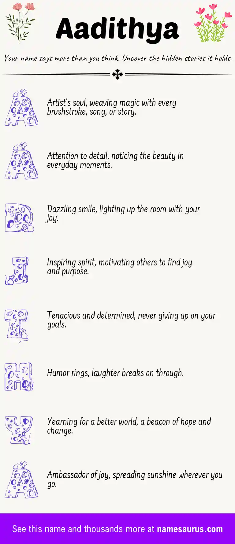 Acrostic poem about Aadithya.