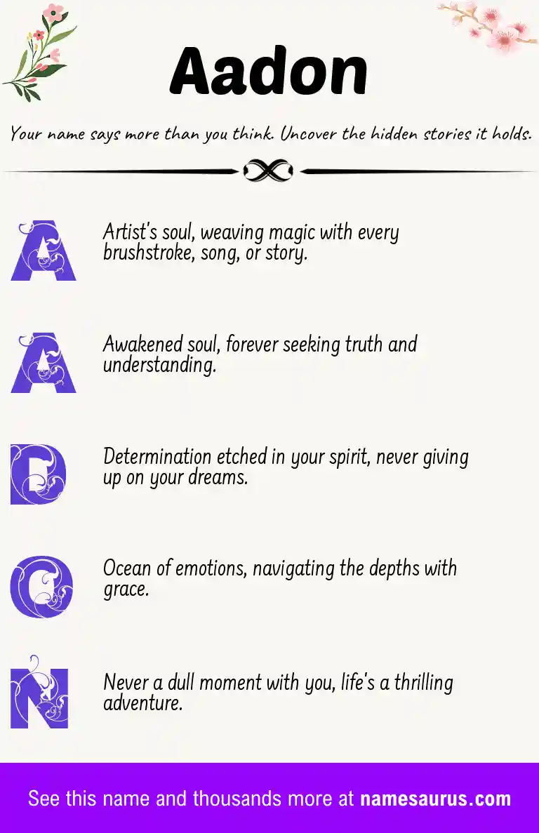 Acrostic poem about Aadon.