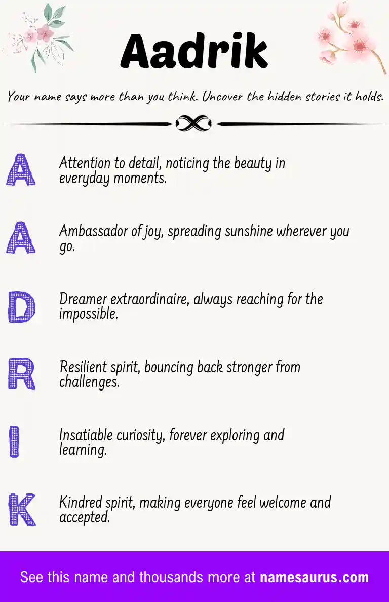 Acrostic poem about Aadrik.