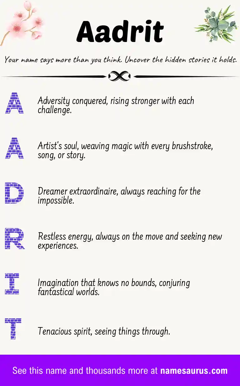Acrostic poem about Aadrit.