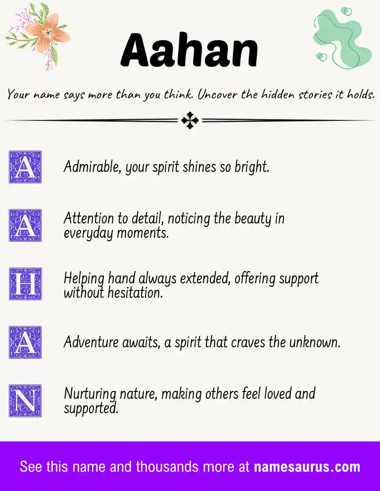 Acrostic poem about Aahan.