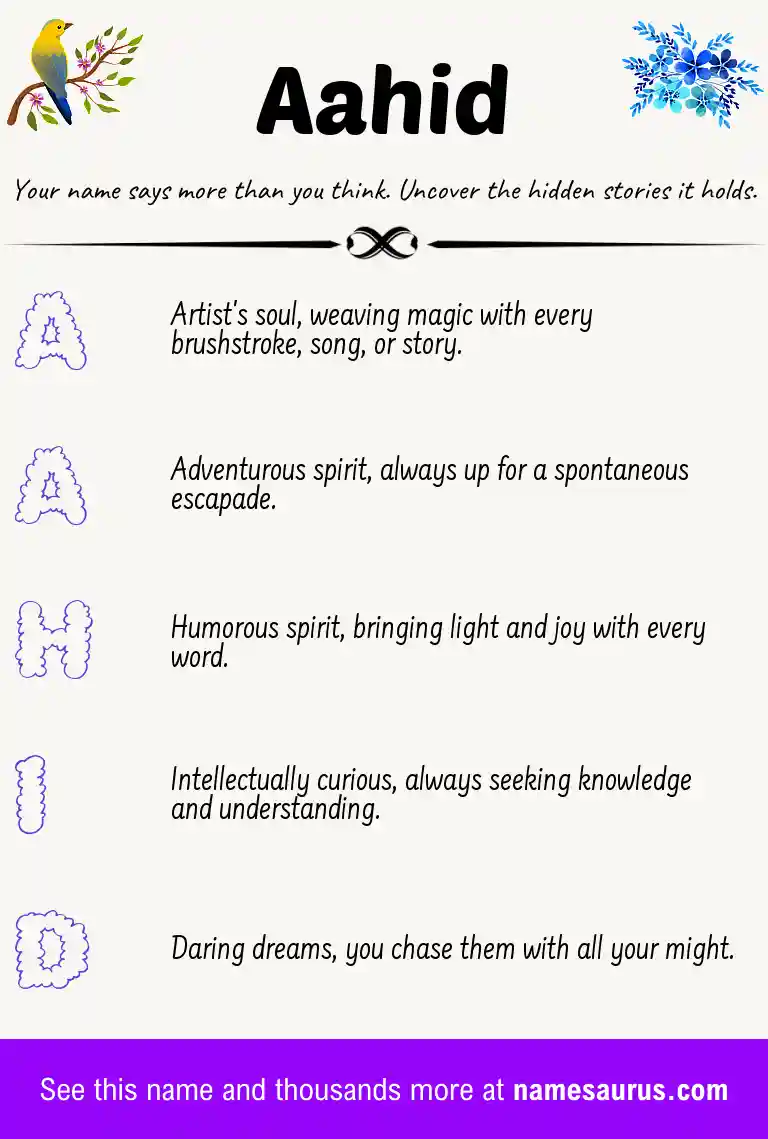 Acrostic poem about Aahid.