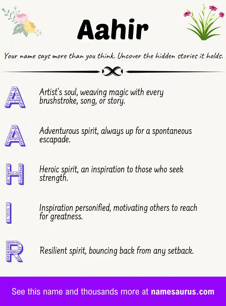 Acrostic poem about Aahir.