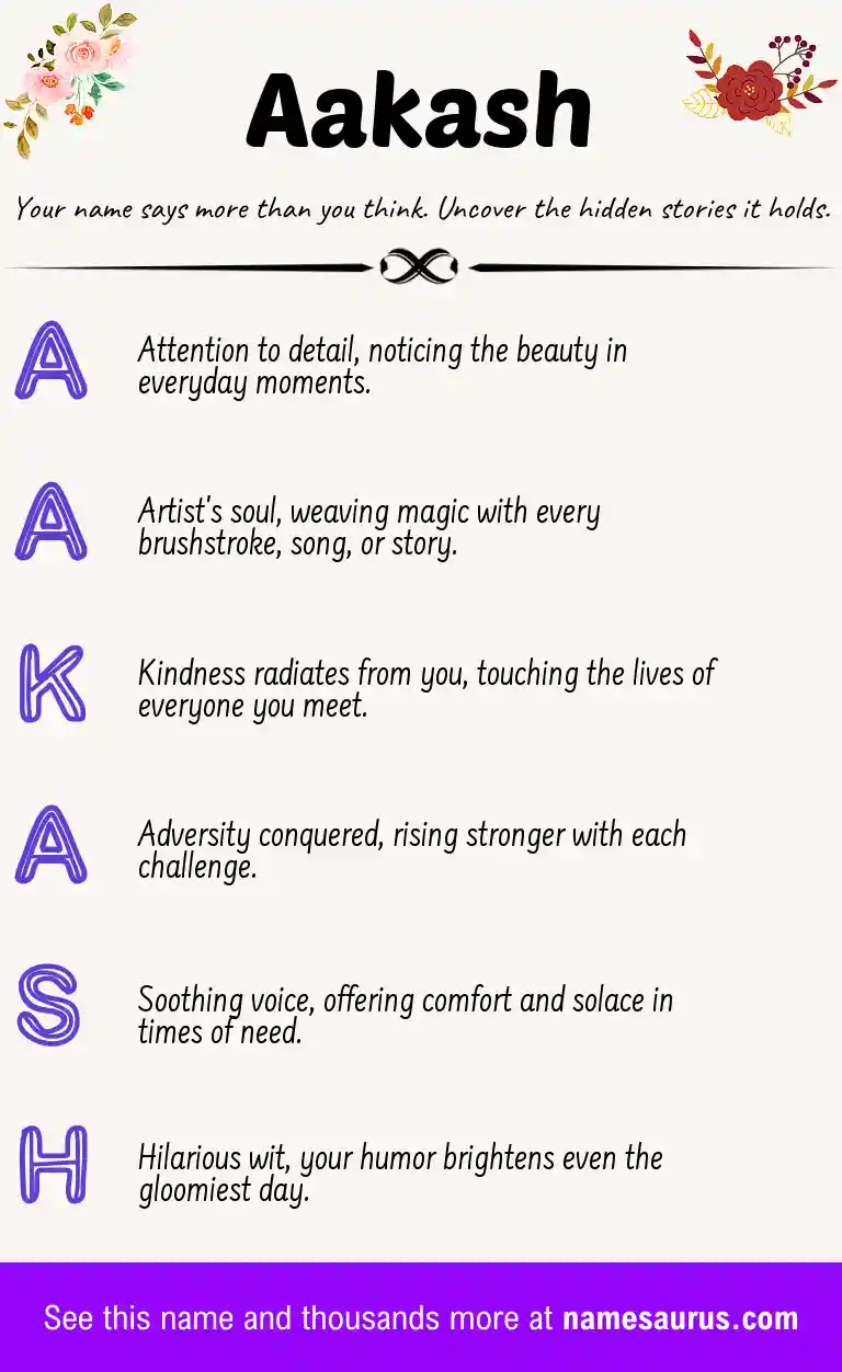 Acrostic poem about Aakash.