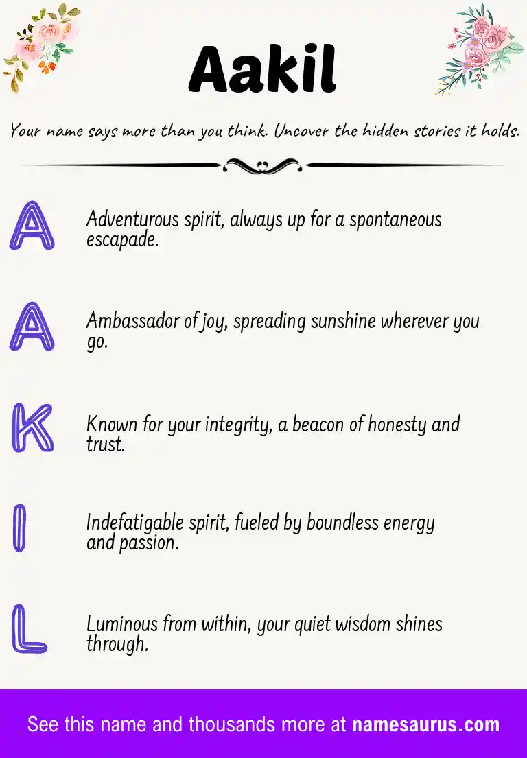 Acrostic poem about Aakil.